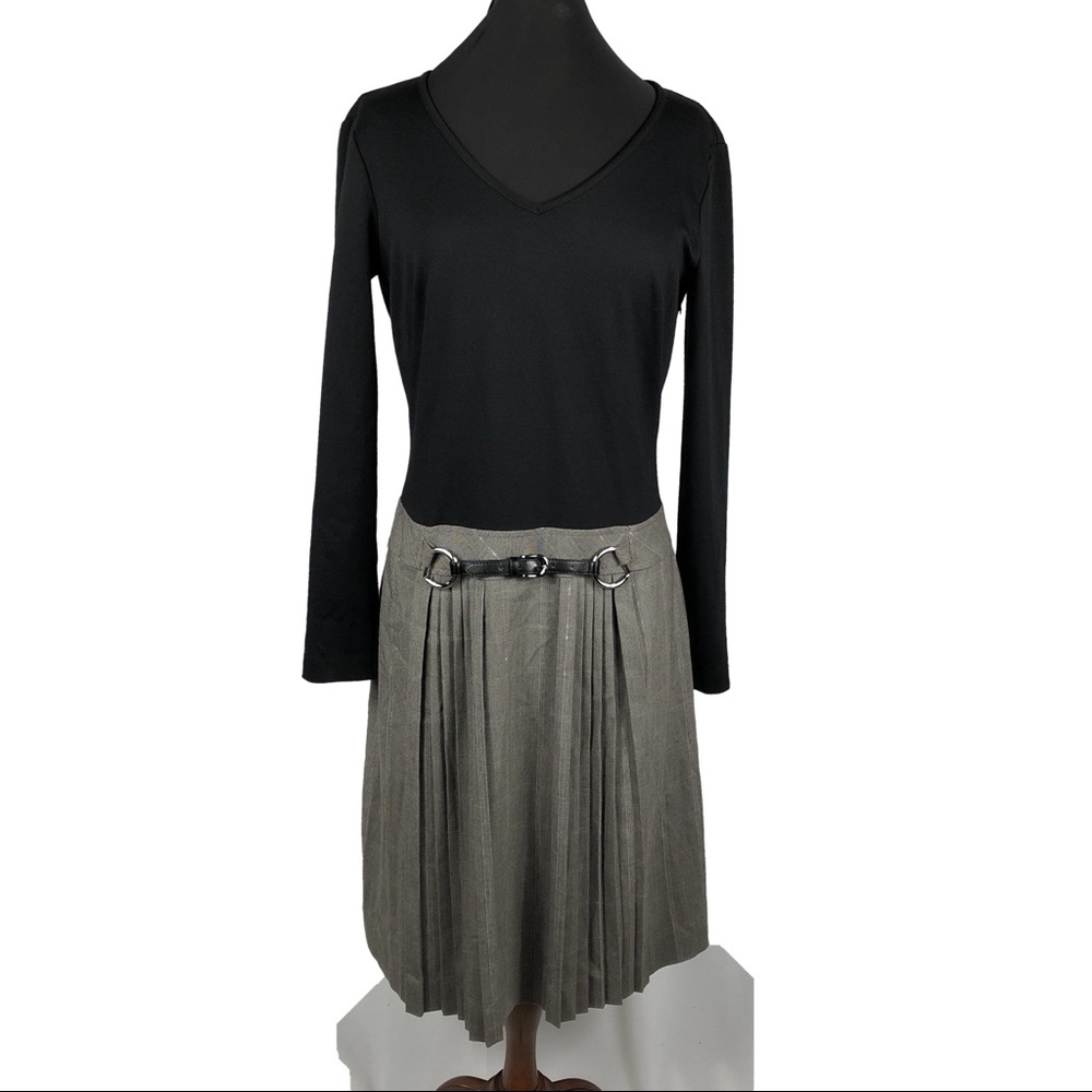Vintage Drop Waist Knife Pleat Plaid Skirt Dress